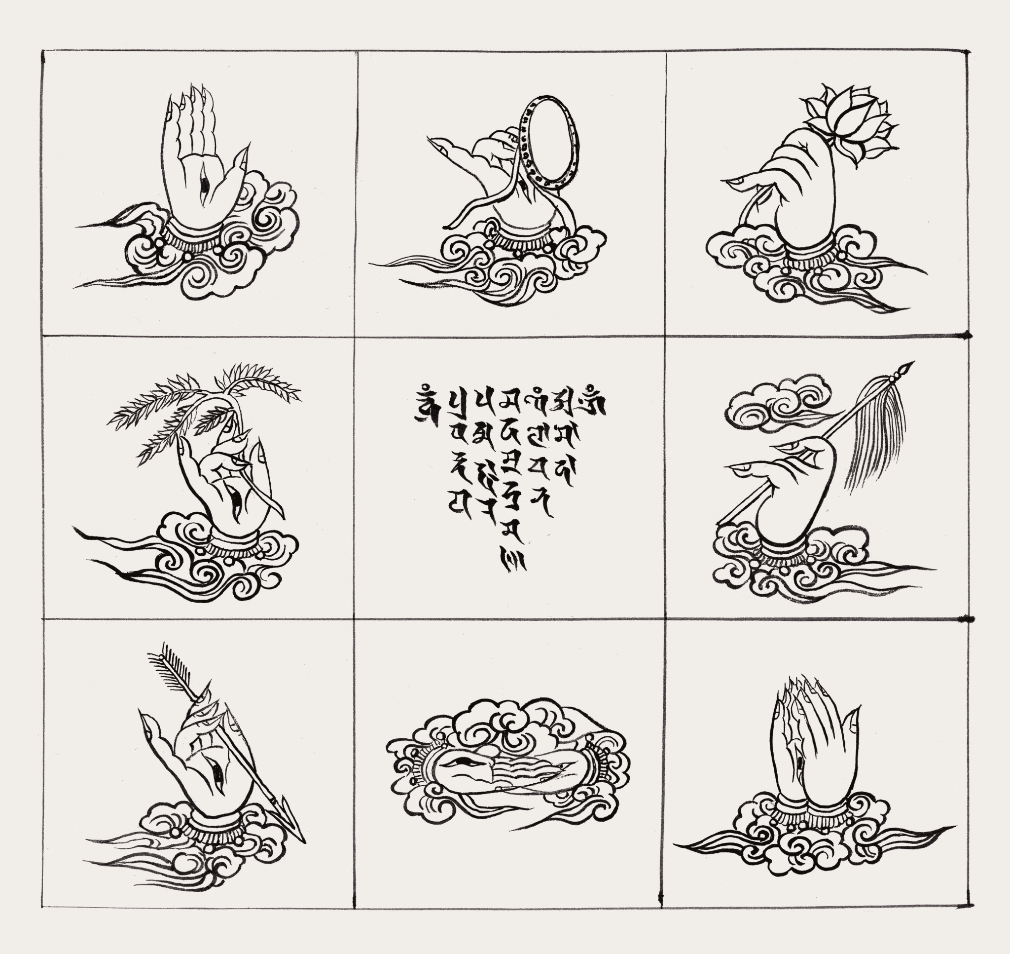관세음보살 수진언 (범자 중앙)